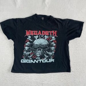 Megadeth Gigantour‎ T Shirt Mens Large Black Band Tour Distressed Short Sleeve